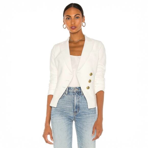 Smythe Wrap Asymmetrical Single Breasted Blazer Cream Ivory White Jacket Size 12 - Picture 2 of 11